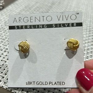 Argento Vivo Gold Plated Sterling Silver Knot Stud Earrings